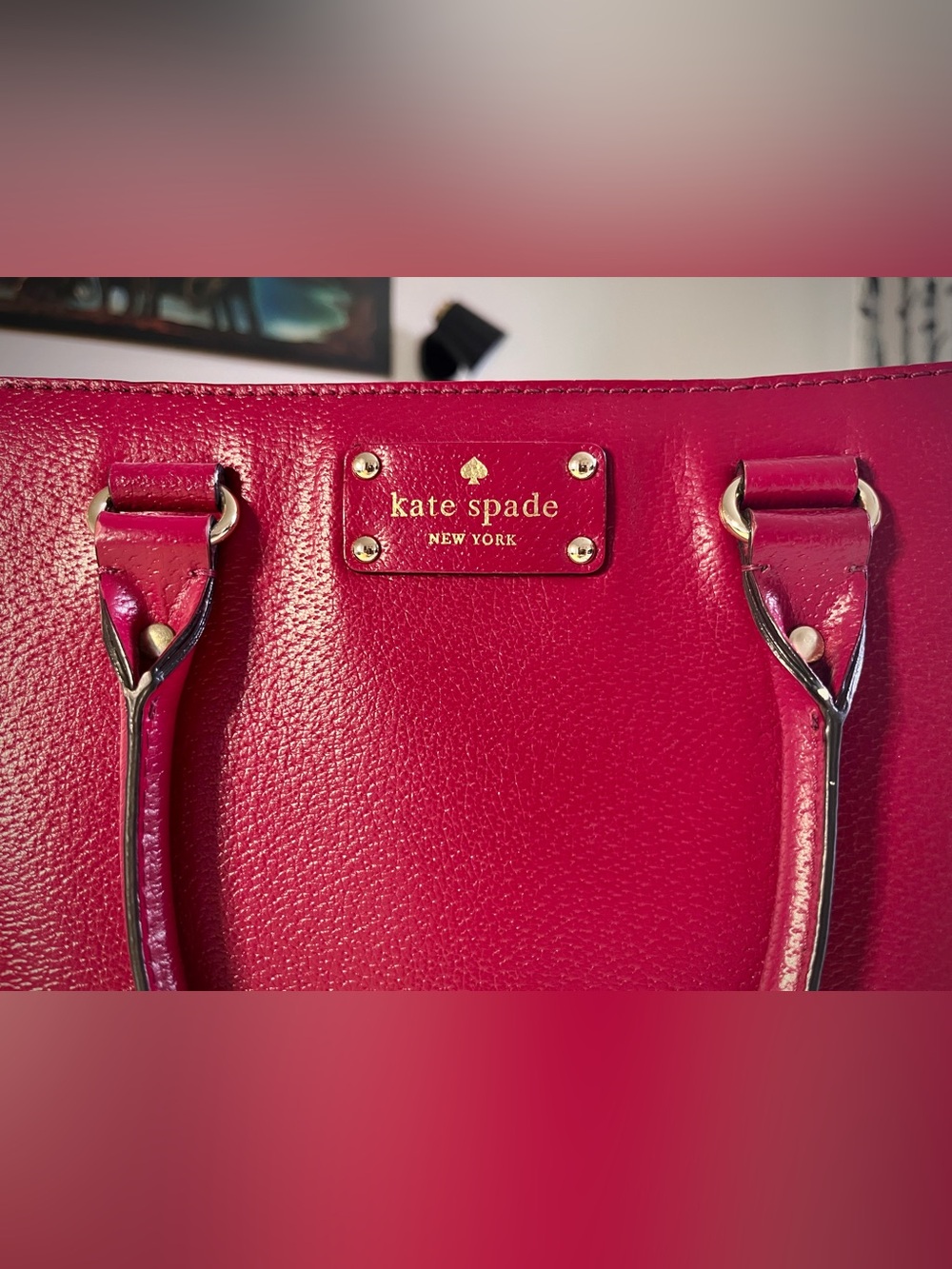 Kate Spade Fuchsia Pebbled Leather Satchel Crossbody Bag Small - Picture 3 of 11